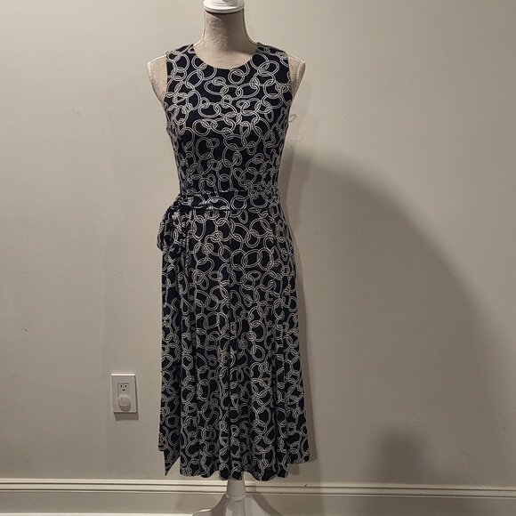 Lauren Ralph Lauren Size 4 (6), Navy & White Sleeveless Dress - Picture 1 of 11